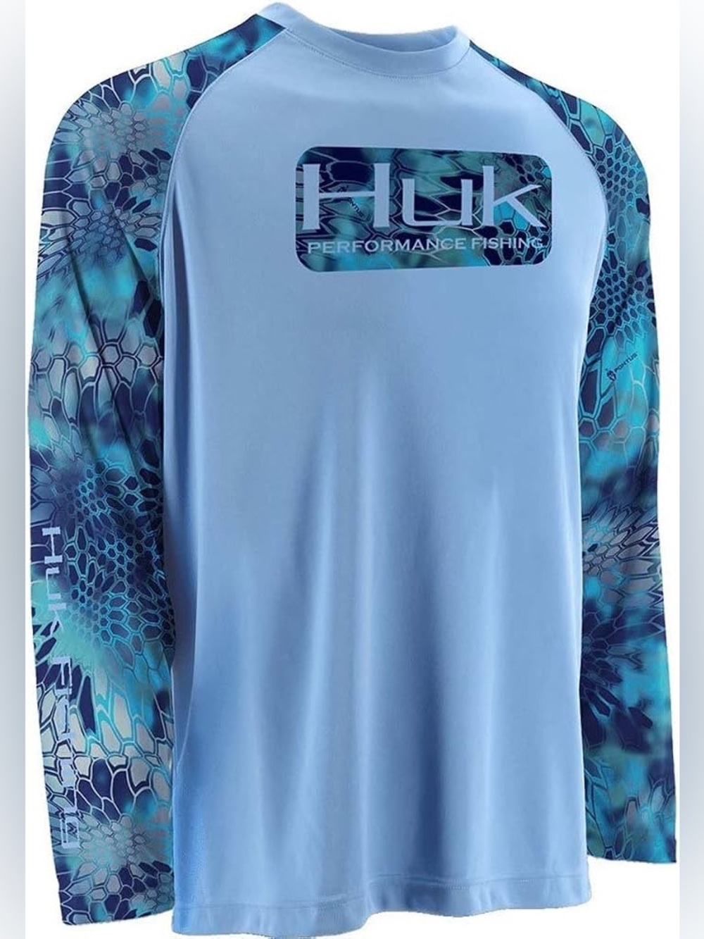 Huk Performance Fishing Shirt Men XXL Blue Kryptek Camo Long Sleeve UPF